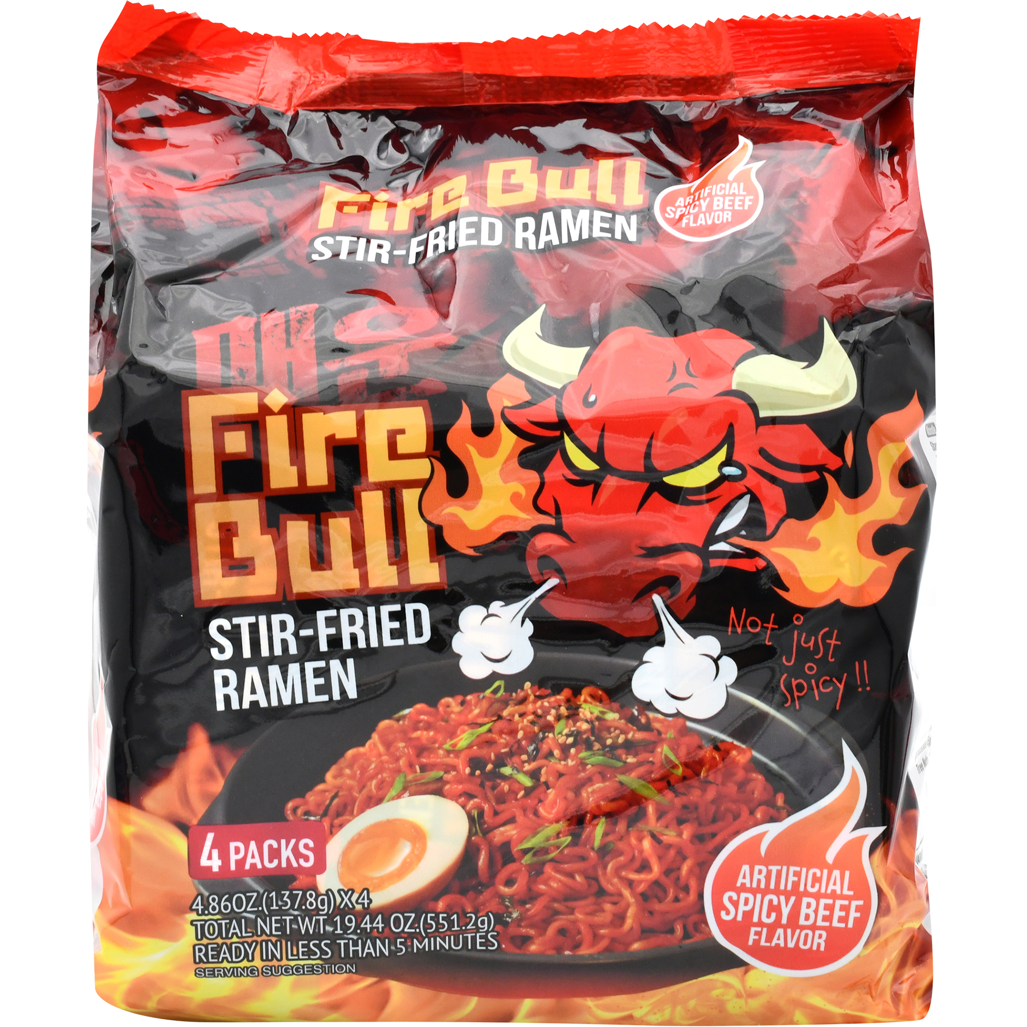 Fire Bull Stir Fried Ramen 4Pk